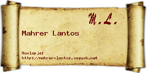 Mahrer Lantos névjegykártya